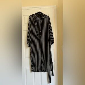 Banana Republic Black and White Striped Button Down Shirt